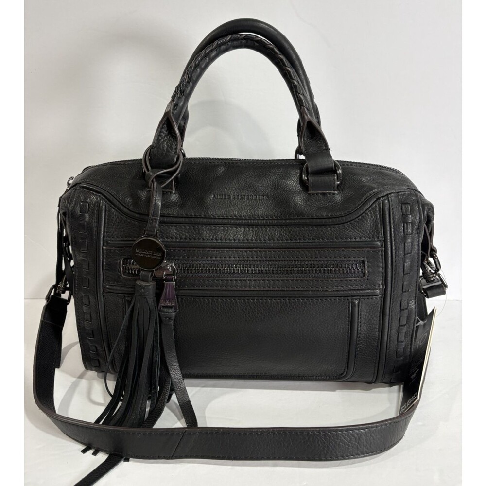 Aimee Kestenberg Women's Convertible Satchel Leather Bag Black Crossbody NWT